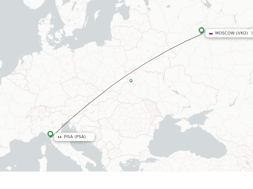Flights from Pisa to Moscow route map