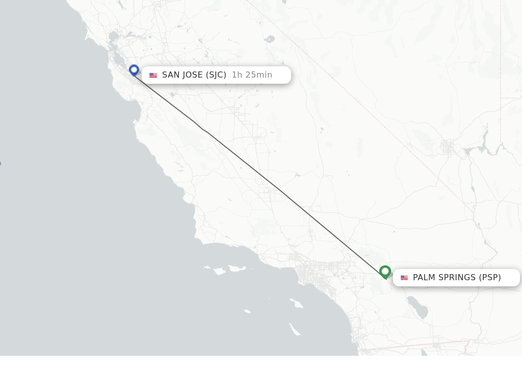 Direct (non-stop) flights from Palm Springs to San Jose - schedules