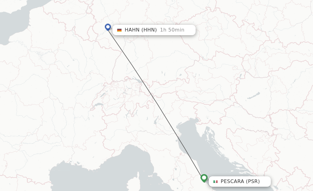 Flights from Pescara to Hahn route map