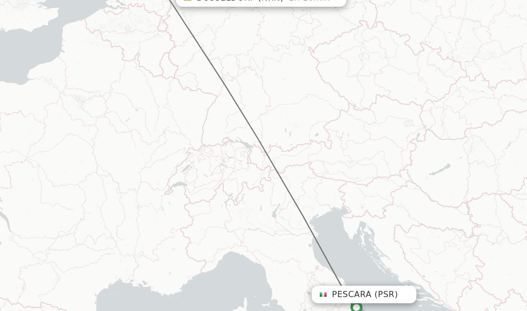 Flights from Pescara to Dusseldorf route map
