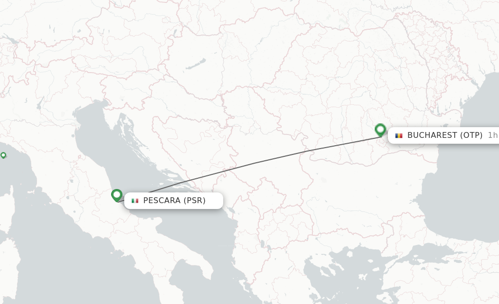 Flights from Pescara to Bucharest route map