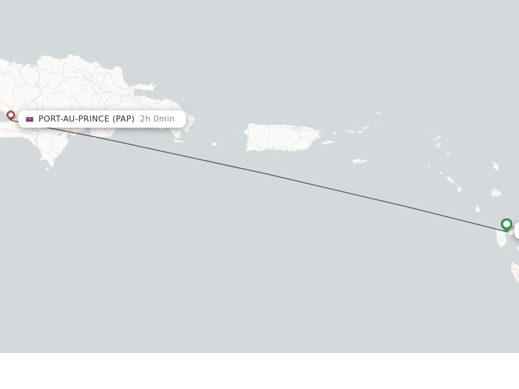 Flights from Pointe-a-Pitre to Port-au-Prince route map