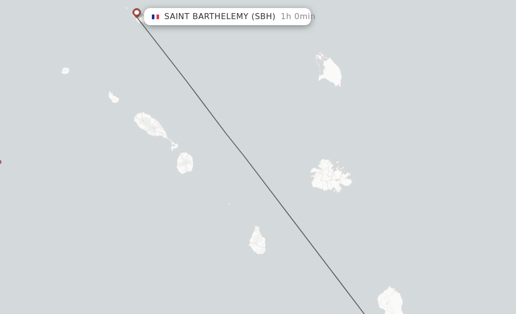 Flights from Pointe-a-Pitre to Saint Barthelemy route map