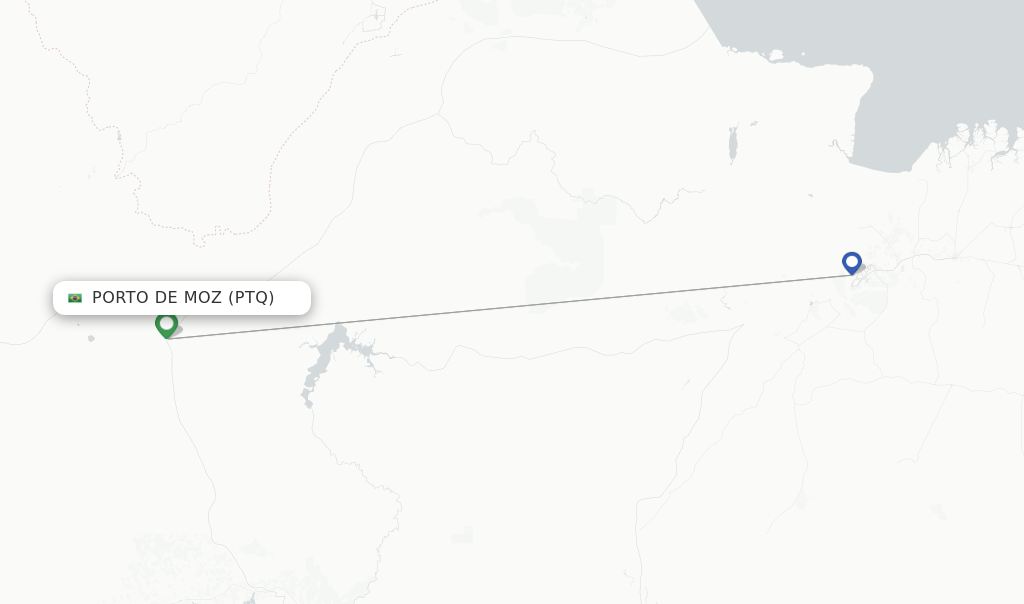 Route map with flights from Porto de Moz with Azul