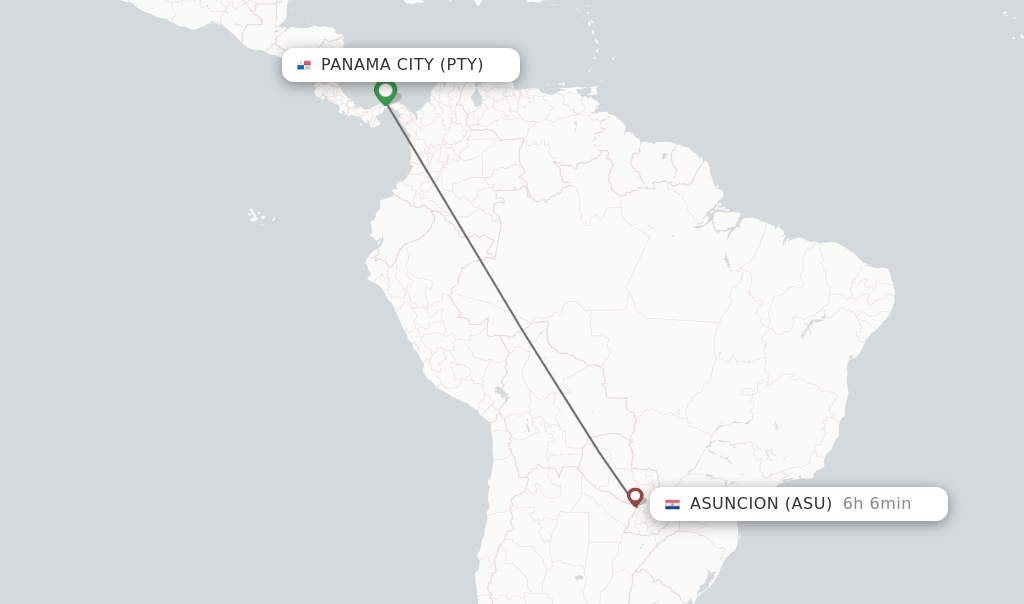 Direct (nonstop) flights from Panama City to Asuncion schedules