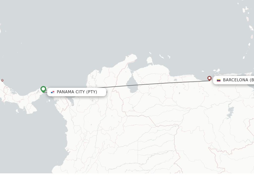 Flights from Panama City to Barcelona route map