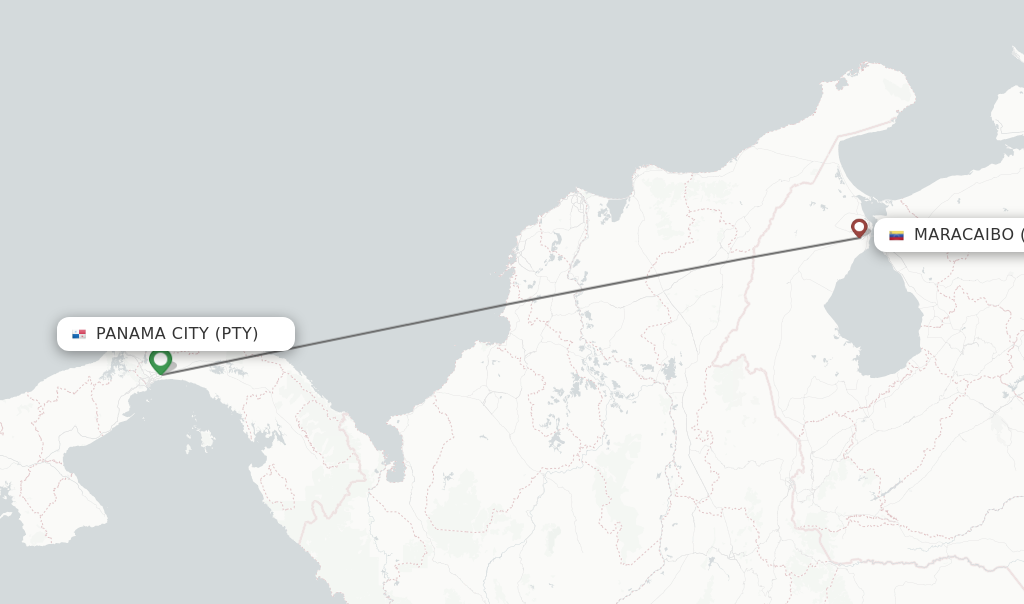 Flights from Panama City to Maracaibo route map