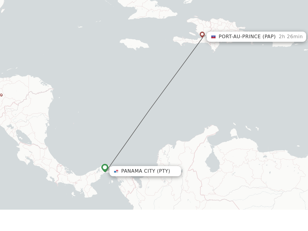Flights from Panama City to Port-au-Prince route map