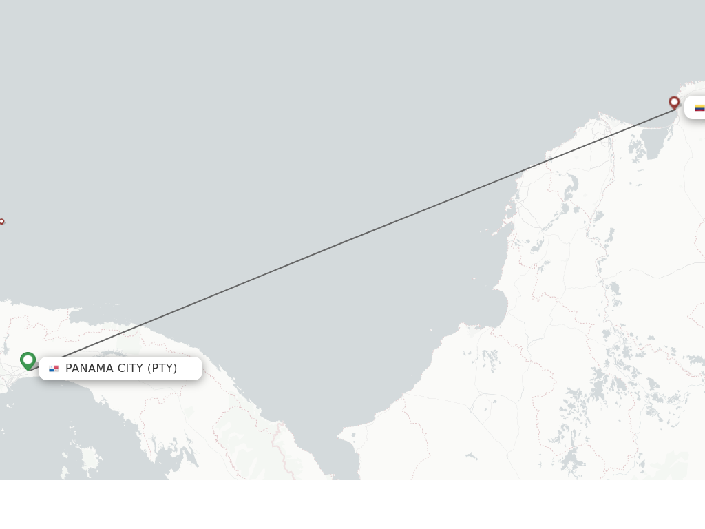 Flights from Panama City to Santa Marta route map