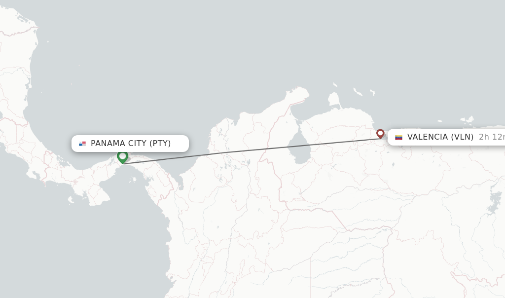 Flights from Panama City to Valencia route map