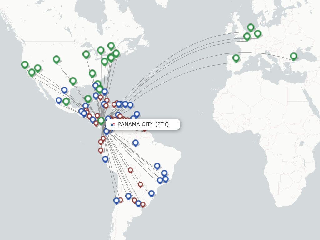 Flights from Panama City to Guanacaste route map