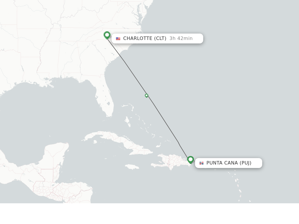 Direct (non-stop) flights from Punta Cana to Charlotte - schedules