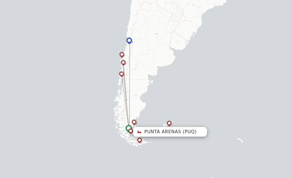 Punta Arenas PUQ route map