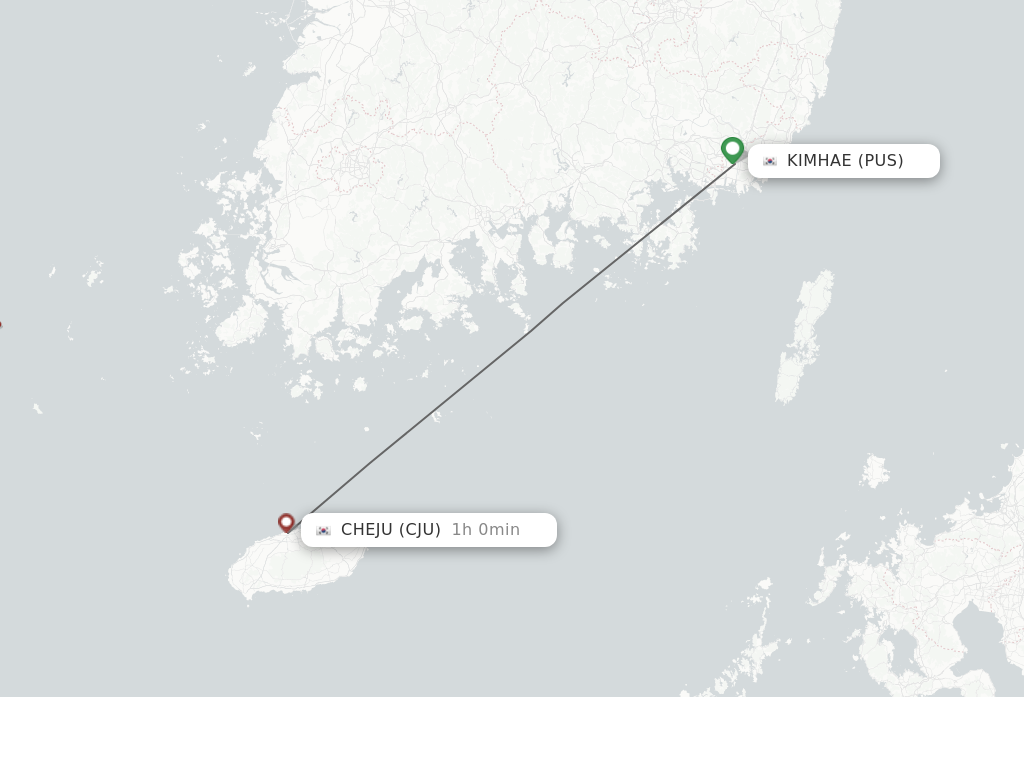 Flights from Busan to Jeju route map