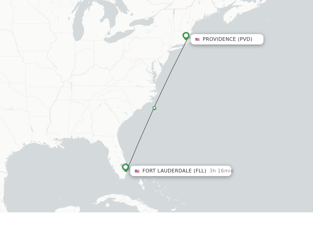 Flights from Providence to Fort Lauderdale route map