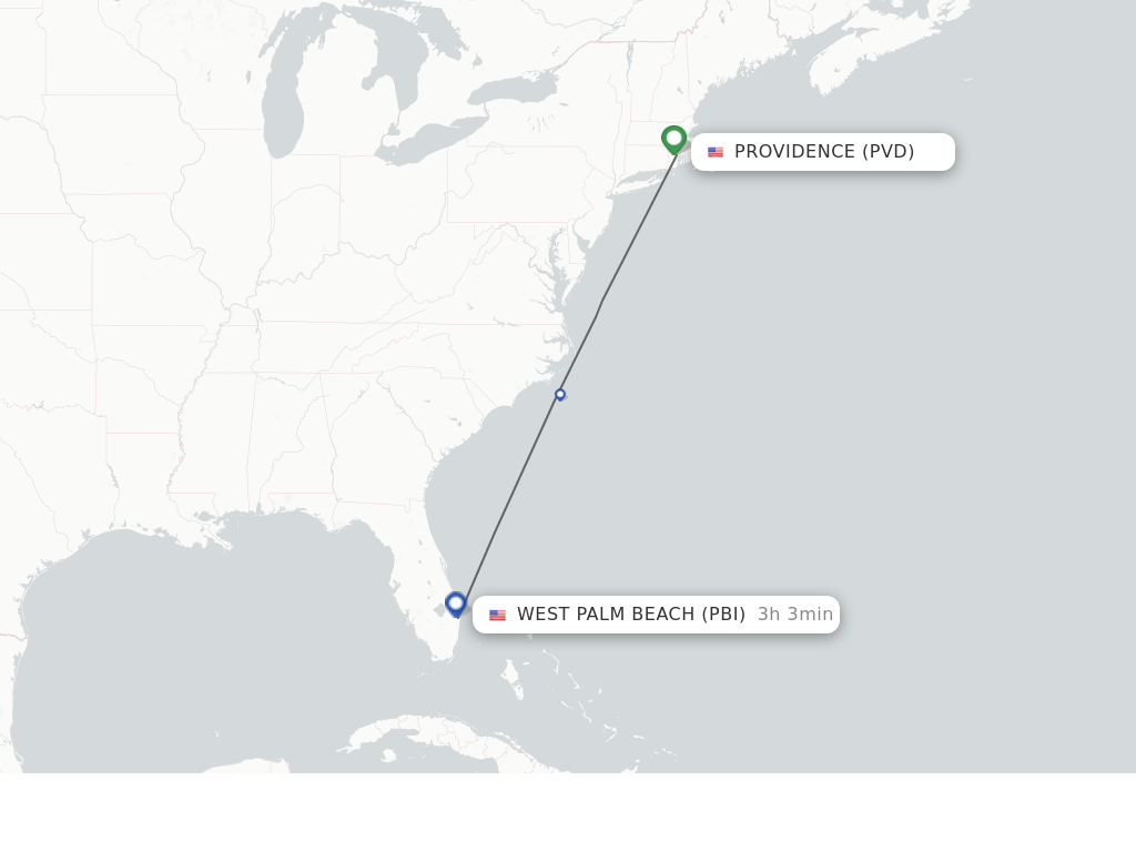 Flights from Providence to West Palm Beach route map