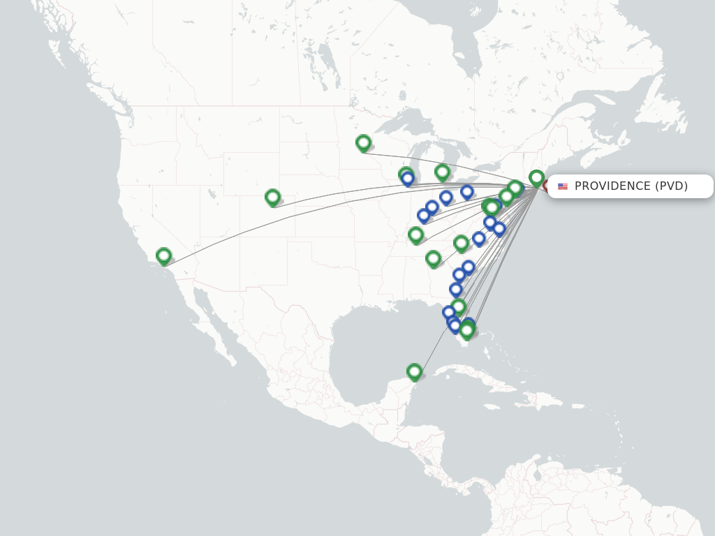 Flights from Providence to Nantucket route map