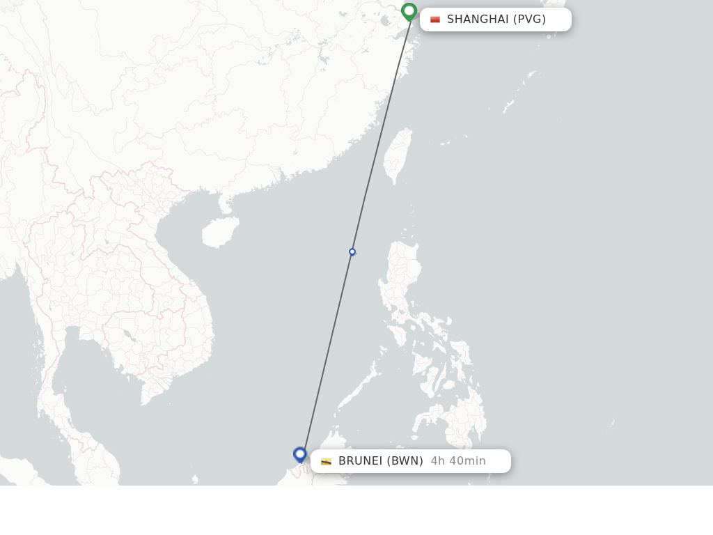Flights from Shanghai to Bandar Seri Begawan route map