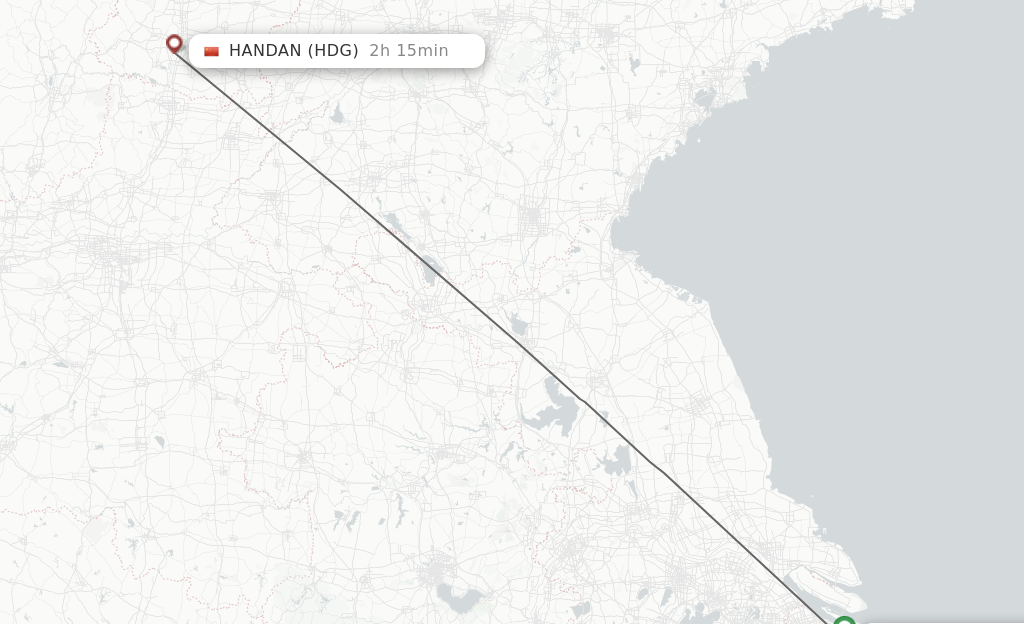 Flights from Shanghai to Handan route map