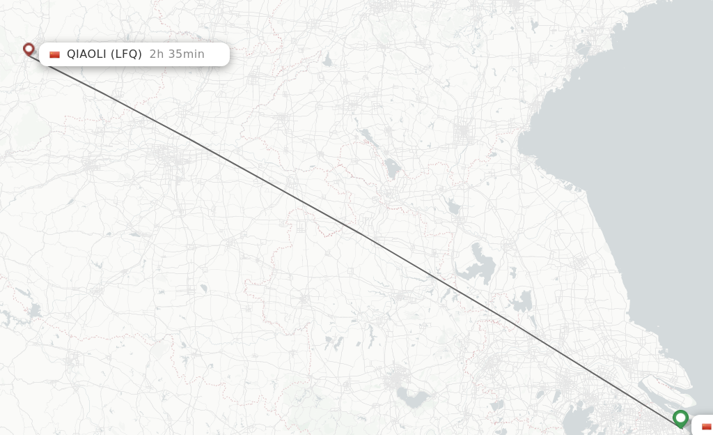 Flights from Shanghai to Qiaoli route map