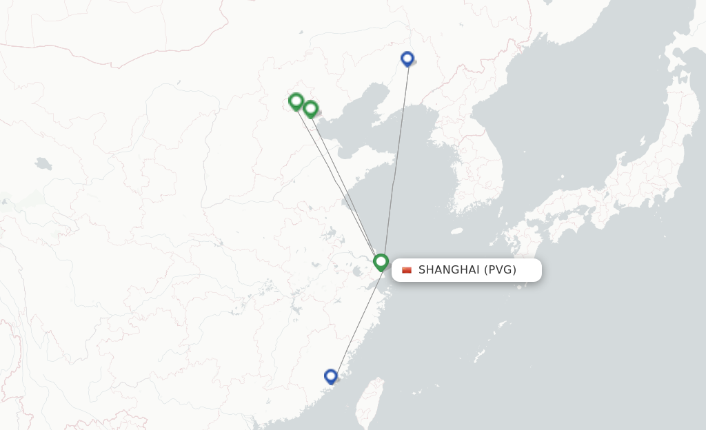 Route map with flights from Shanghai with XiamenAir