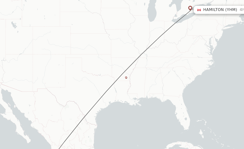 Flights from Puerto Vallarta to Hamilton route map