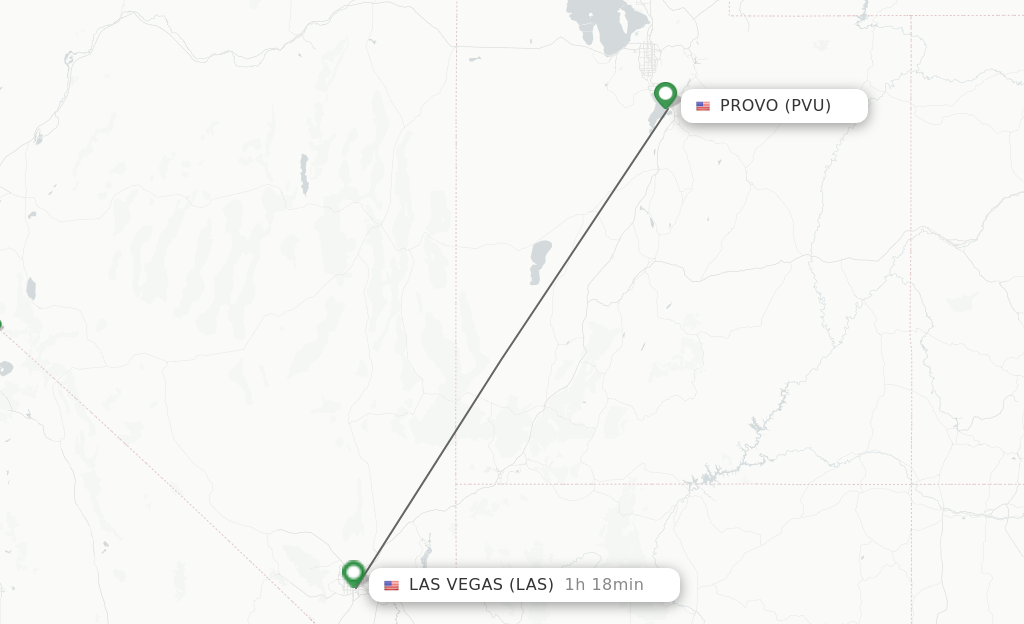 Flights from Provo to Las Vegas route map