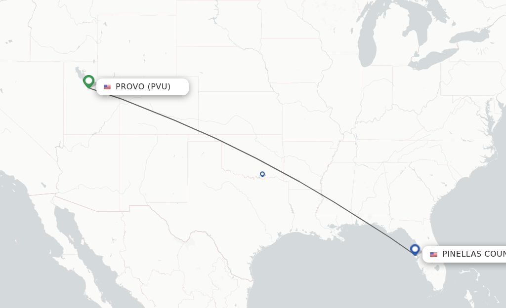 Flights from Provo to Saint Petersburg route map