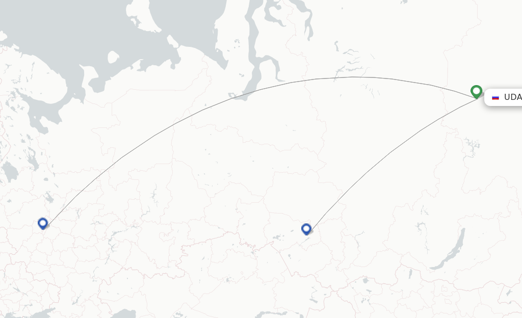 Route map with flights from Polyarnyj with Alrosa Air