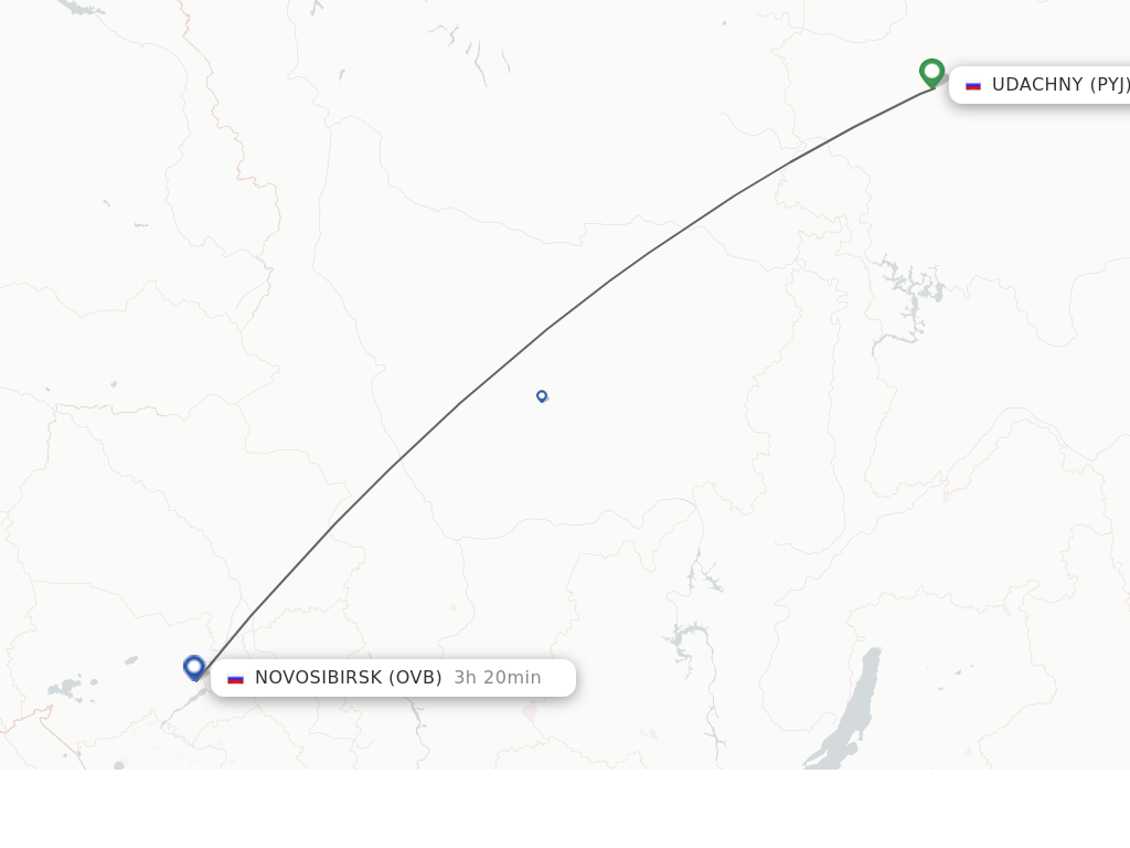 Flights from Polyarnyj to Novosibirsk route map