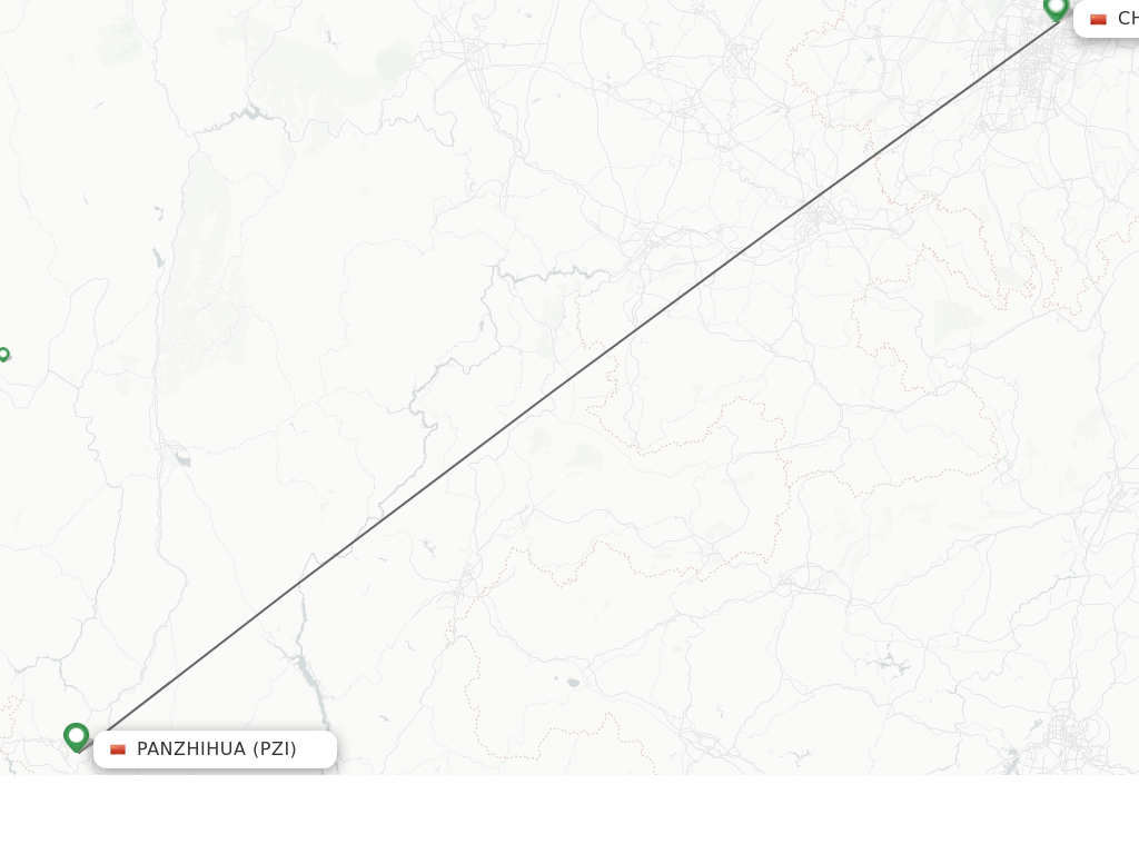 Flights from Pan Zhi Hua to Chongqing route map