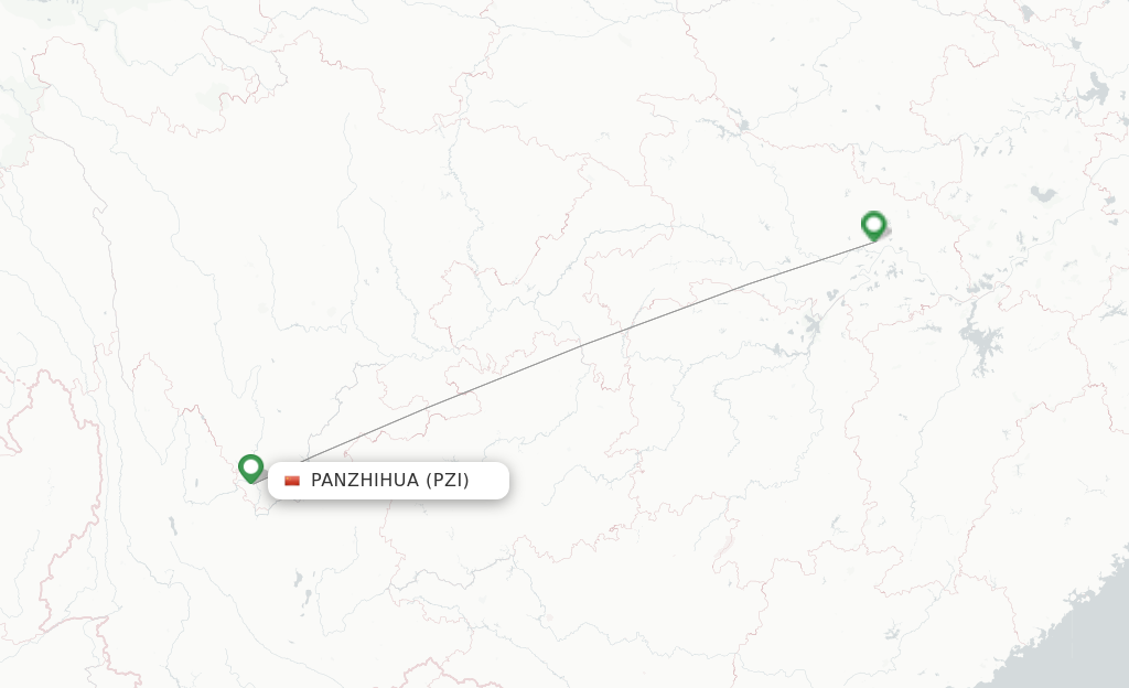 Route map with flights from Pan Zhi Hua with China Eastern