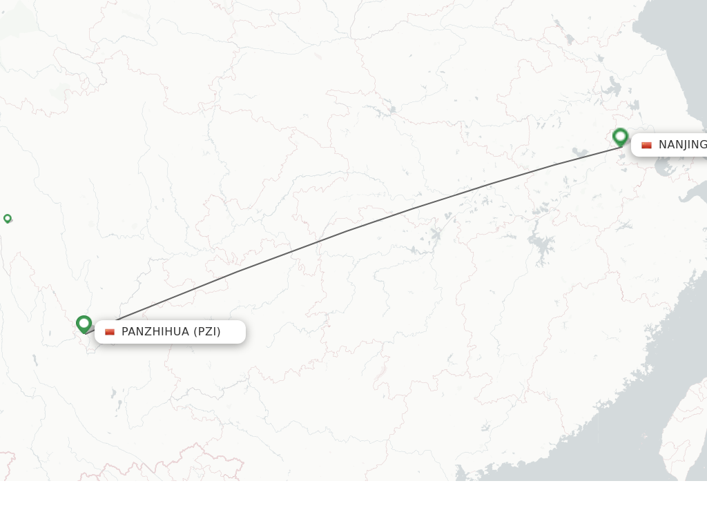 Flights from Pan Zhi Hua to Nanjing route map