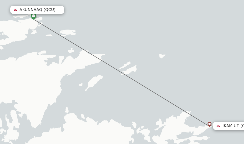 Flights from Akunnaaq to Ikamiut route map