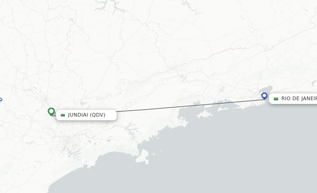Flights from Jundiai to Rio De Janeiro route map