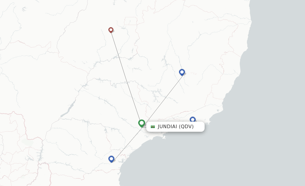 Flights from Jundiai to Sao Paulo route map