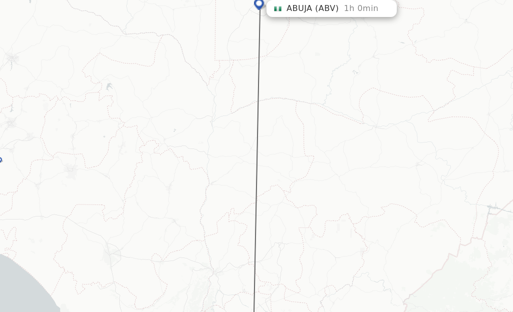 Flights from Imo to Abuja route map