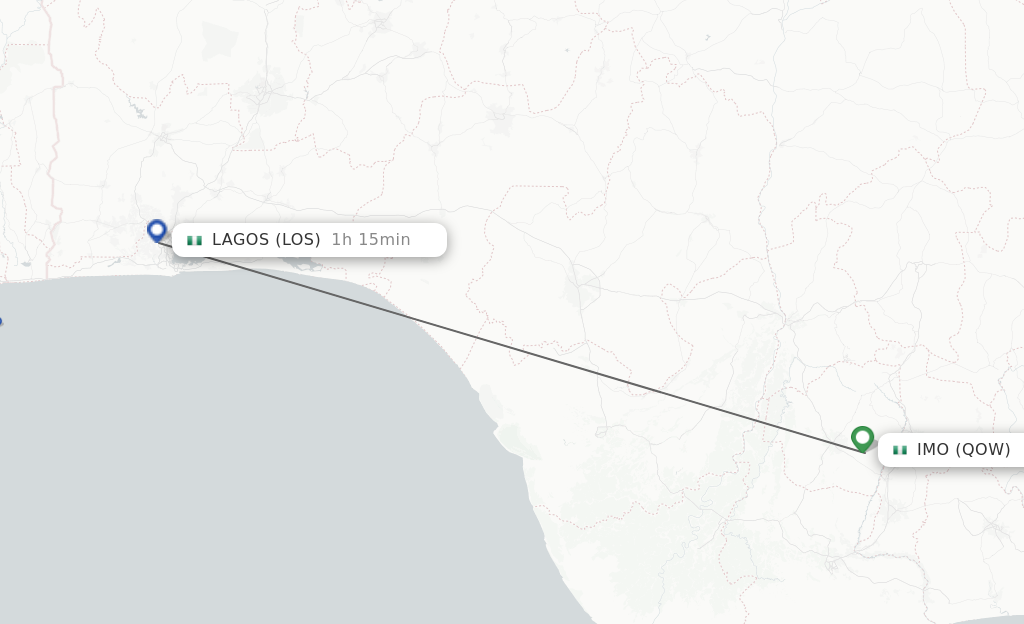 Flights from Imo to Lagos route map