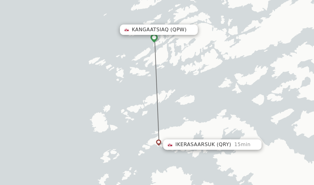 Flights from Kangaatsiaq to Ikerasaarsuk route map