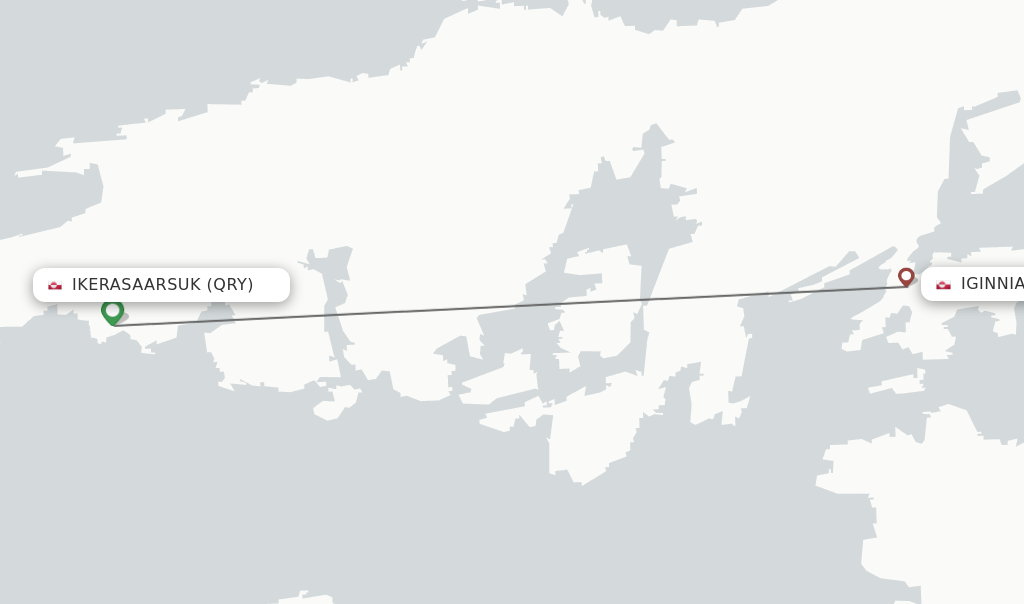 Flights from Ikerasaarsuk to Iginniarfik route map