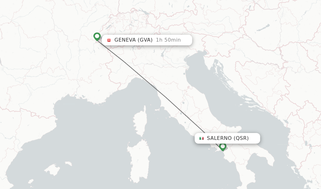 Flights from Geneva to Salerno route map