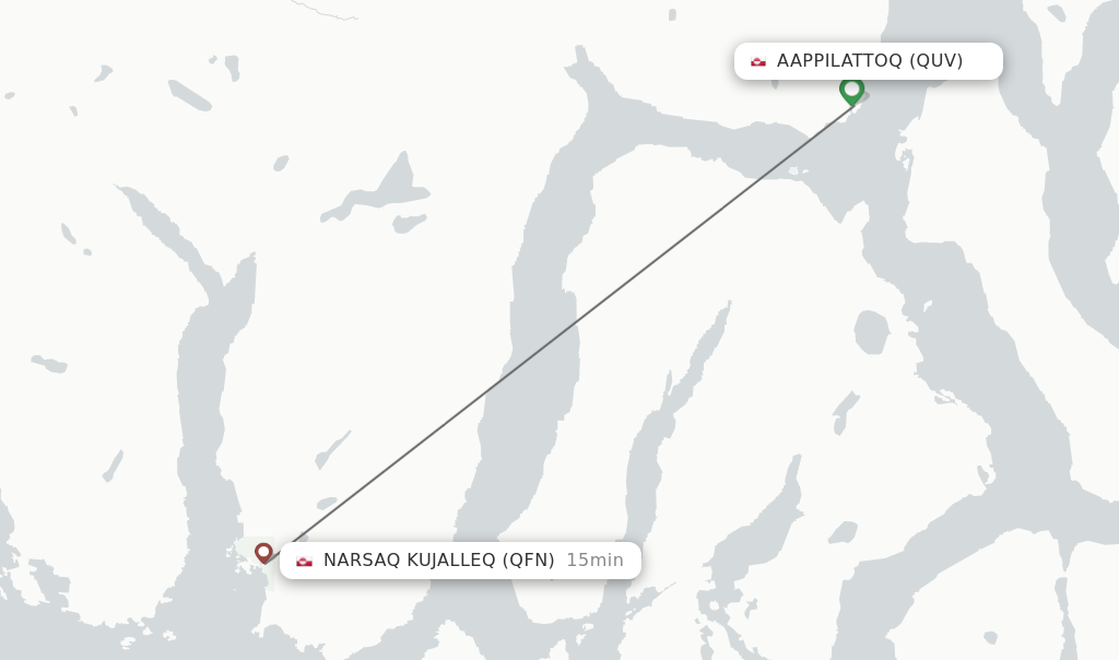 Flights from Aappilattoq to Narsaq Kujalleq route map