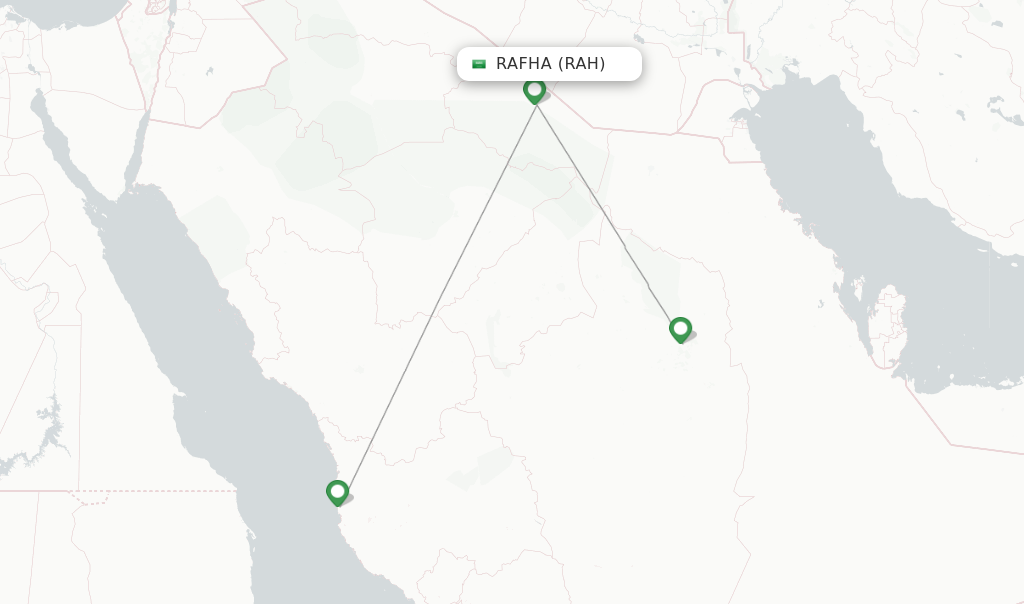 Route map with flights from Rafha with Saudia