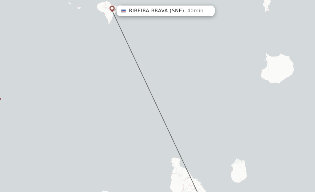 Flights from Praia to Sao Nicolau route map