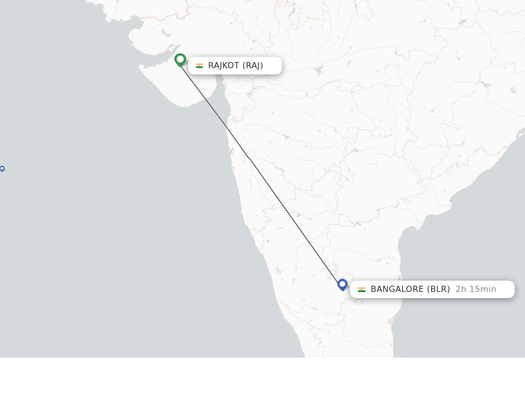 Flights from Rajkot to Bengaluru route map