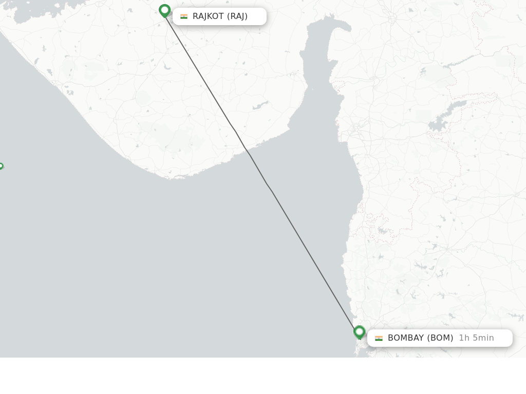 Flights from Rajkot to Mumbai route map
