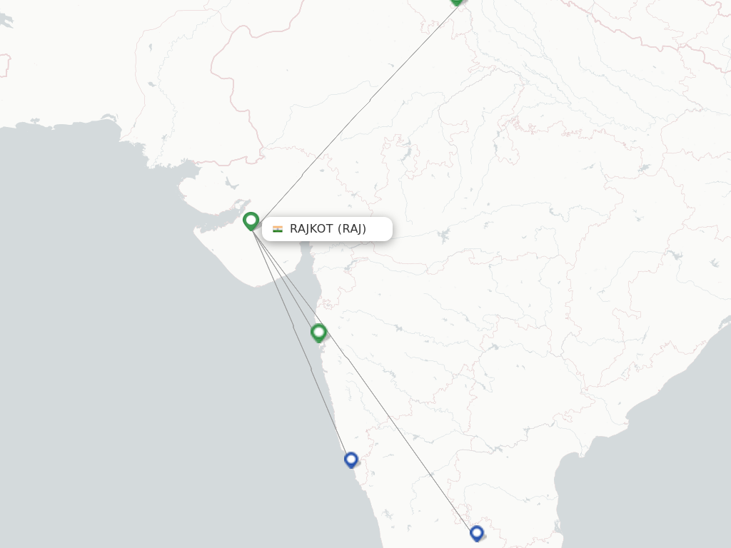 Flights from Rajkot to Udaipur route map
