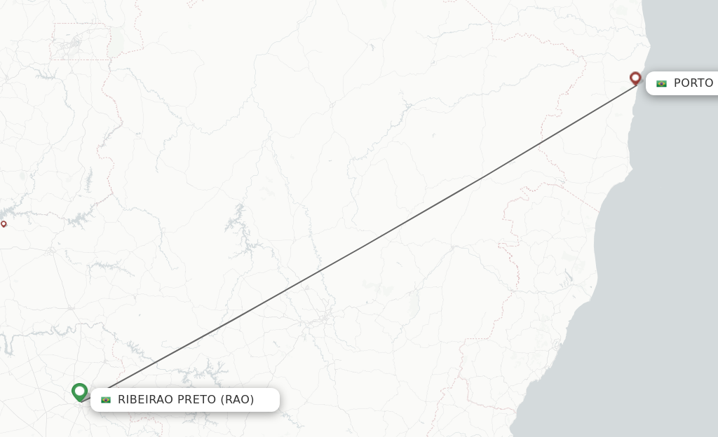 Flights from Ribeirao Preto to Porto Seguro route map
