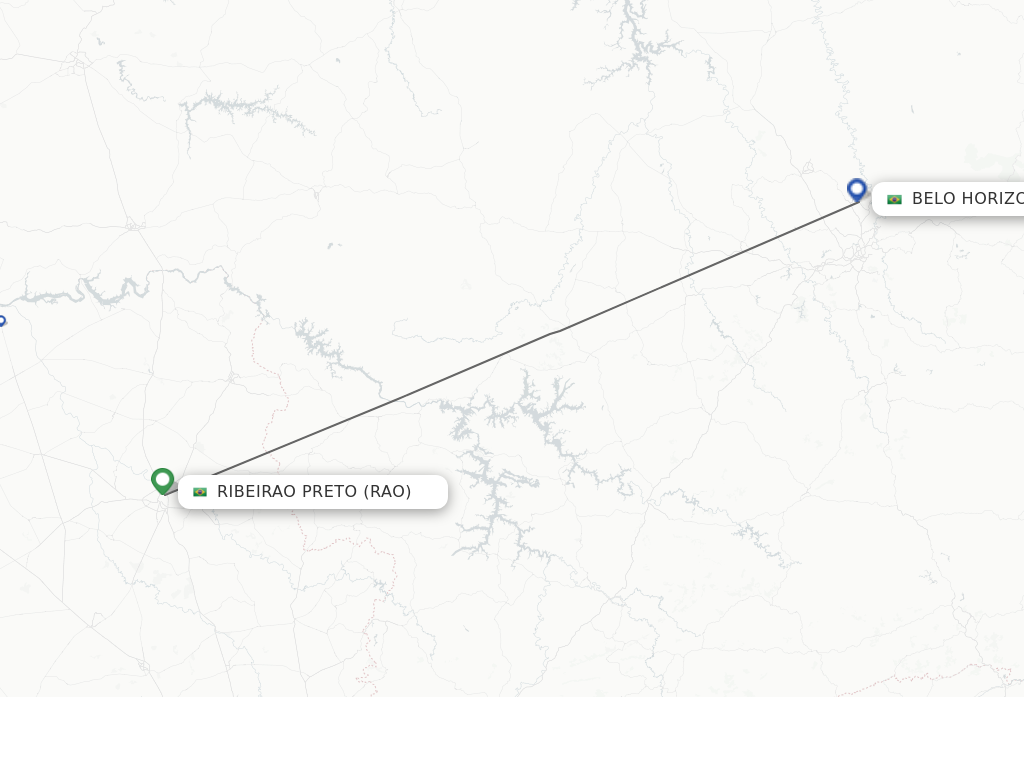 Flights from Ribeirao Preto to Belo Horizonte route map