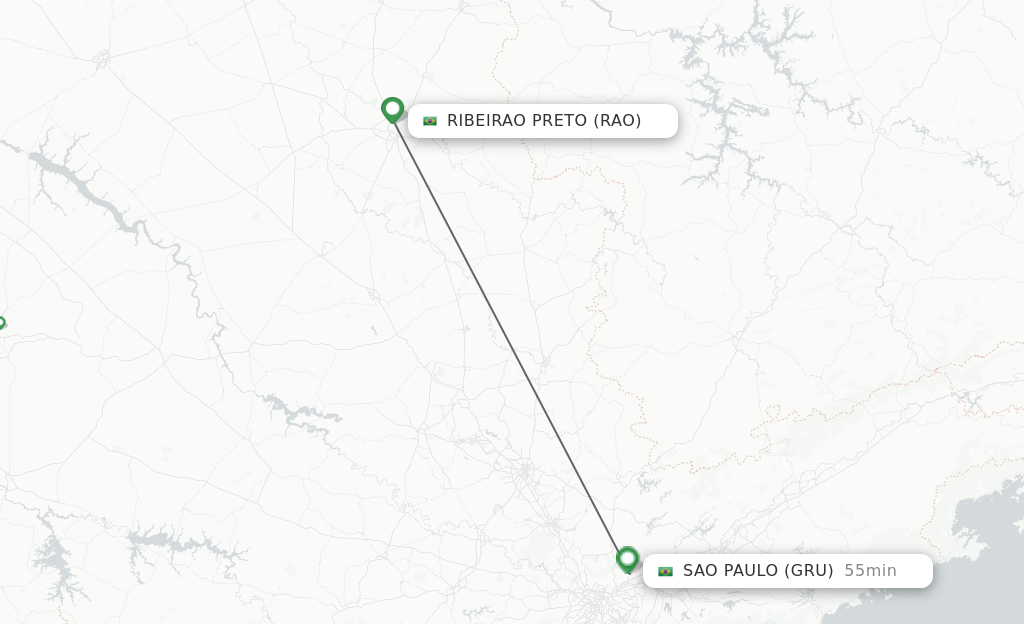 Flights from Ribeirao Preto to Sao Paulo route map